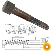 Шуруп путевой ЖБР с шестигранной головкой 24х195